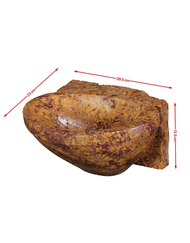 Maison Leon Van den Bogaert Lavabo Mural en Mármol Brocatelle de España – Lavabo de Lujo para Powder Room o Baño de Invitados