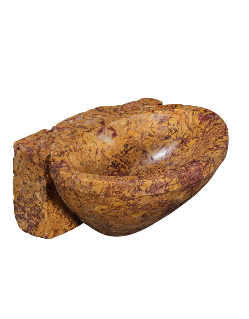 Maison Leon Van den Bogaert Lavabo Mural en Mármol Brocatelle de España – Lavabo de Lujo para Powder Room o Baño de Invitados