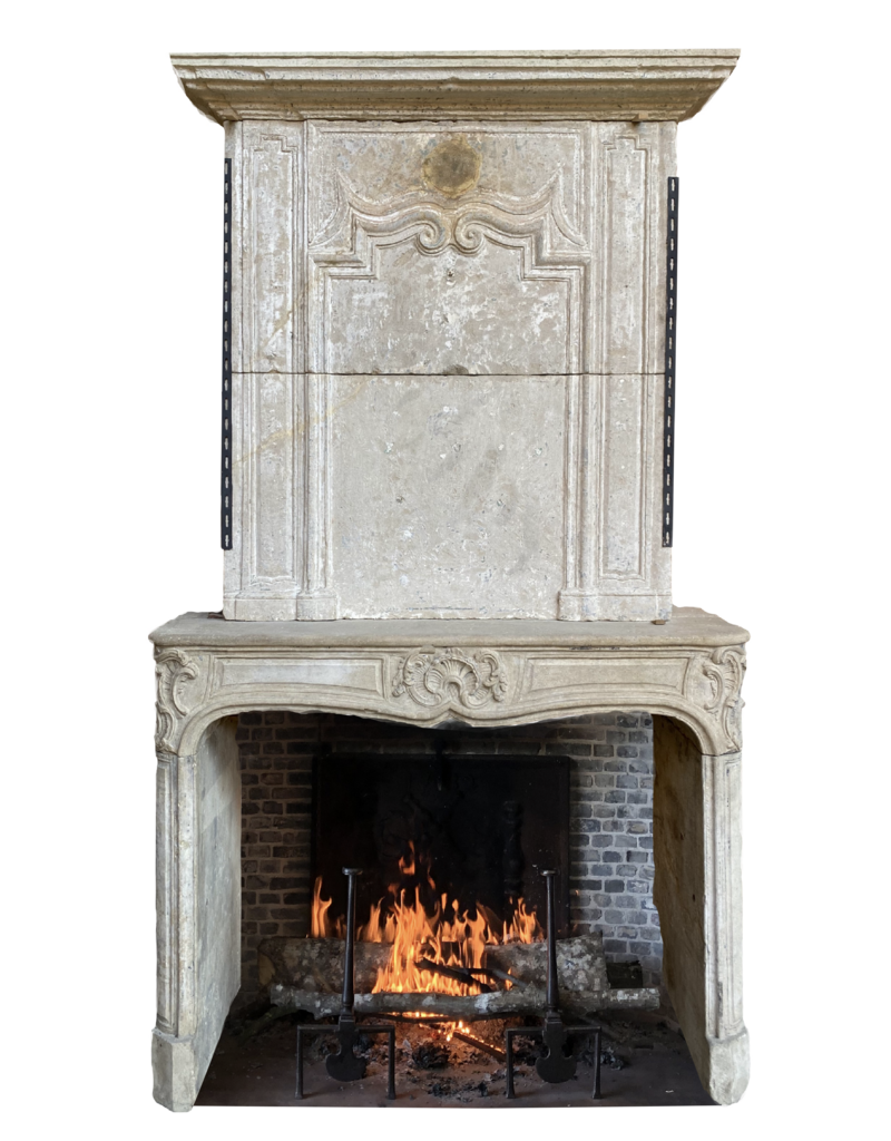 Classic Vintage Fireplace Surround In Limestone With Upper Mantle