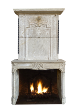 Chimenea Clásica Vintage En Piedra Caliza Con Manto Superior