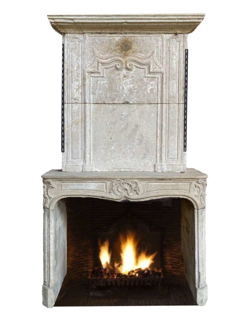 Classic Vintage Fireplace Surround In Limestone With Upper Mantle
