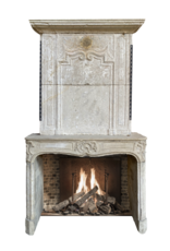 Classic Vintage Fireplace Surround In Limestone With Upper Mantle