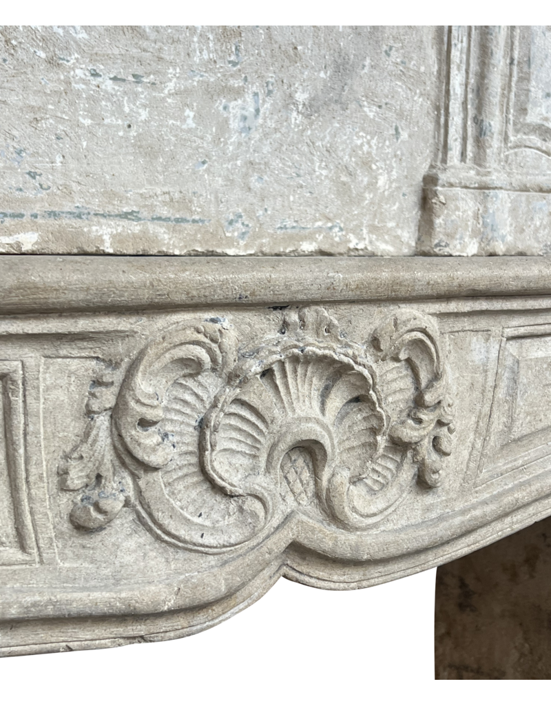 Classic Vintage Fireplace Surround In Limestone With Upper Mantle