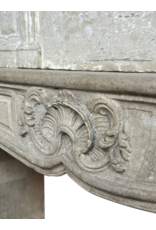 Classic Vintage Fireplace Surround In Limestone With Upper Mantle