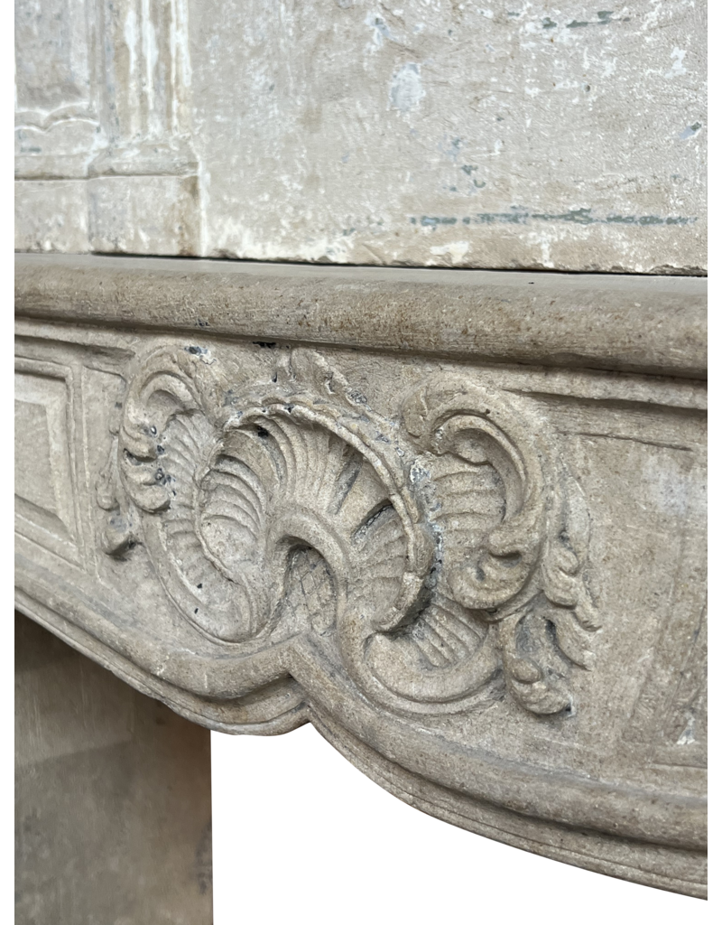 Classic Vintage Fireplace Surround In Limestone With Upper Mantle