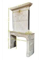 Classic Vintage Fireplace Surround In Limestone With Upper Mantle