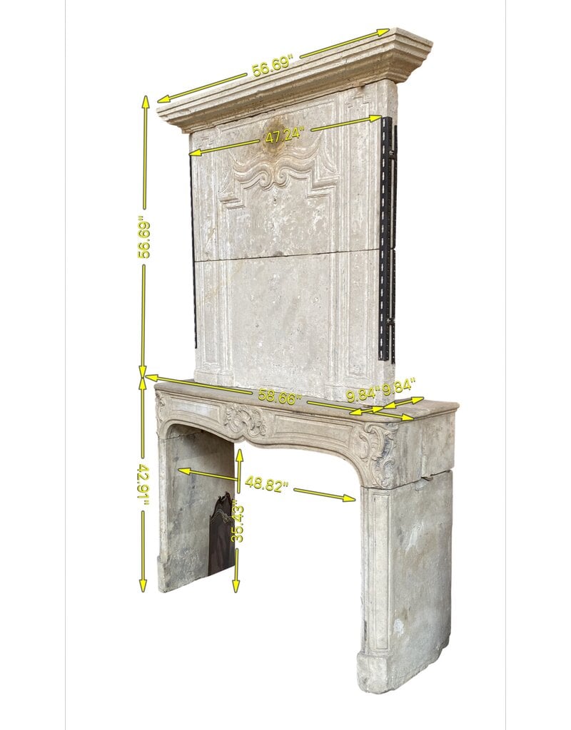 Classic Vintage Fireplace Surround In Limestone With Upper Mantle