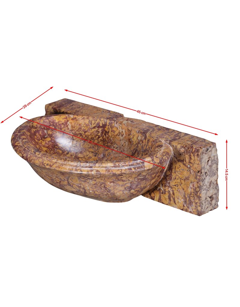 Maison Leon Van den Bogaert Antieke Brocatelle de Spain Marmeren Handwasbak – Luxe Wandgemonteerde Wastafel voor Toiletruimte