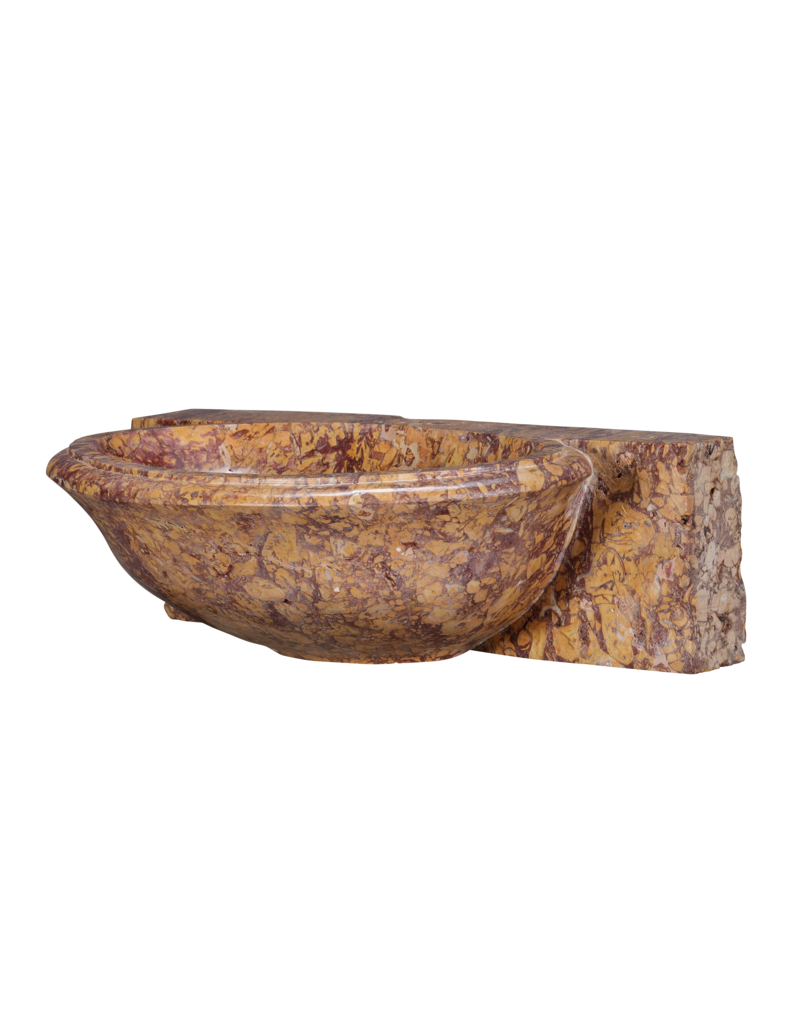 Antikes Brocatelle de Spain Marmor Handwaschbecken – Luxuriöses Wandbecken für Gäste-WC