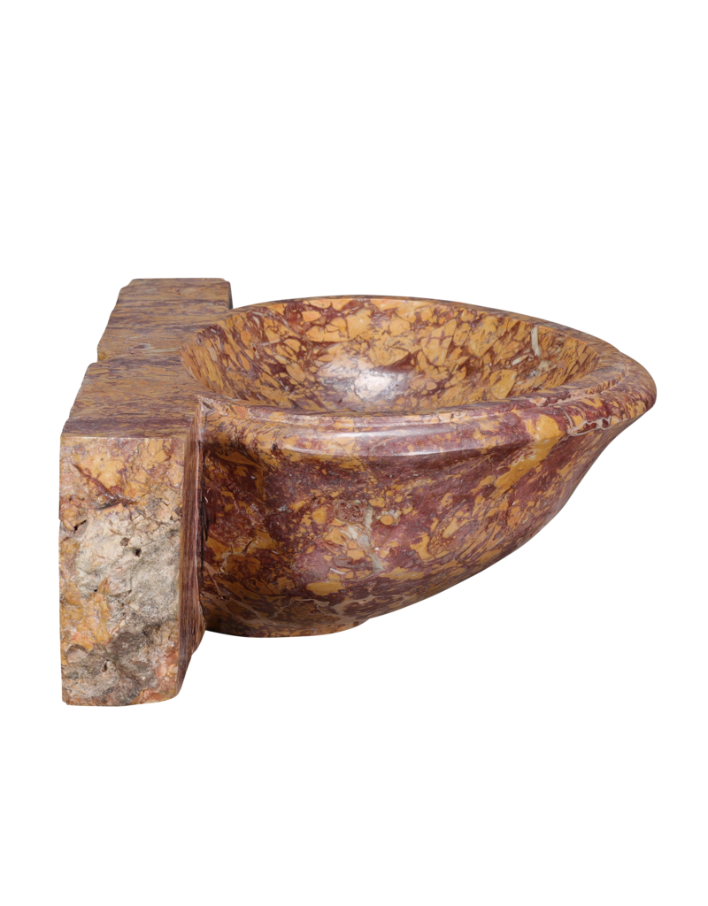 Lavabo en Ancien Marbre Brocatelle d’Espagne – Lave-mains Mural de Luxe pour Toilettes Invités