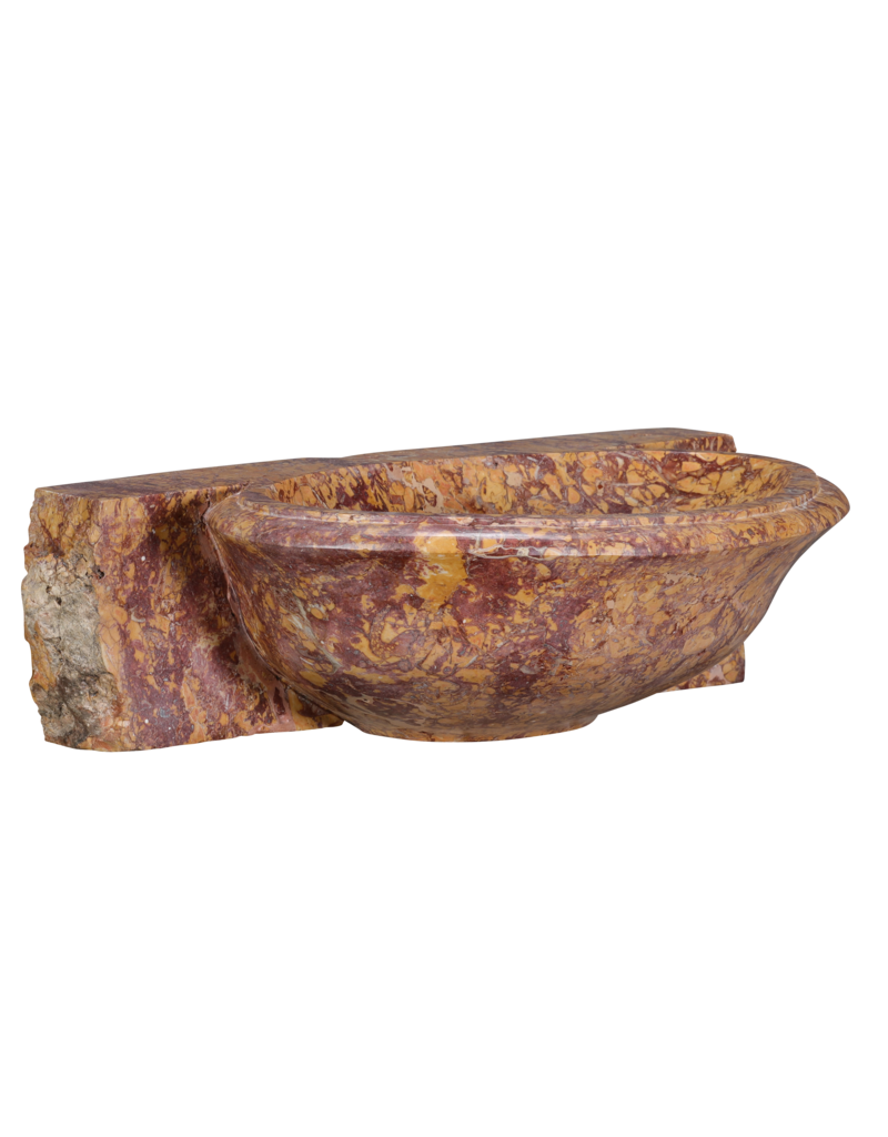 Lavabo en Ancien Marbre Brocatelle d’Espagne – Lave-mains Mural de Luxe pour Toilettes Invités