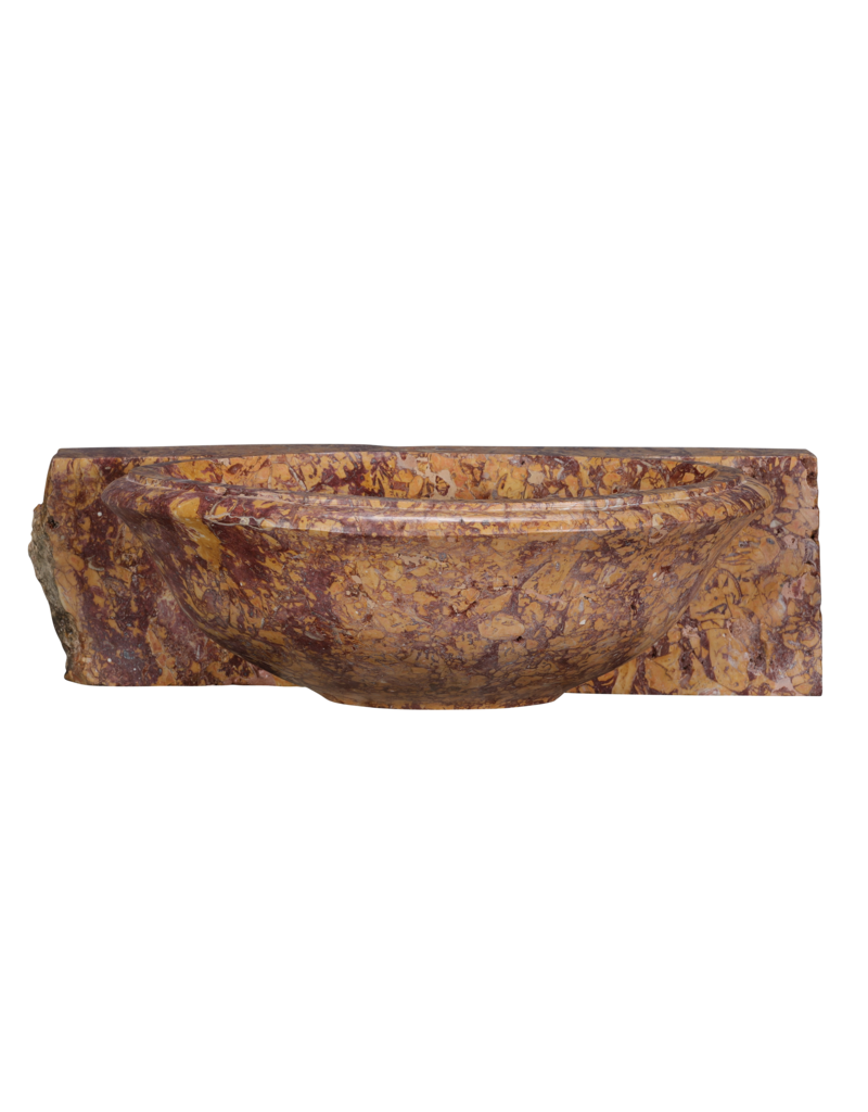 Lavabo en Ancien Marbre Brocatelle d’Espagne – Lave-mains Mural de Luxe pour Toilettes Invités
