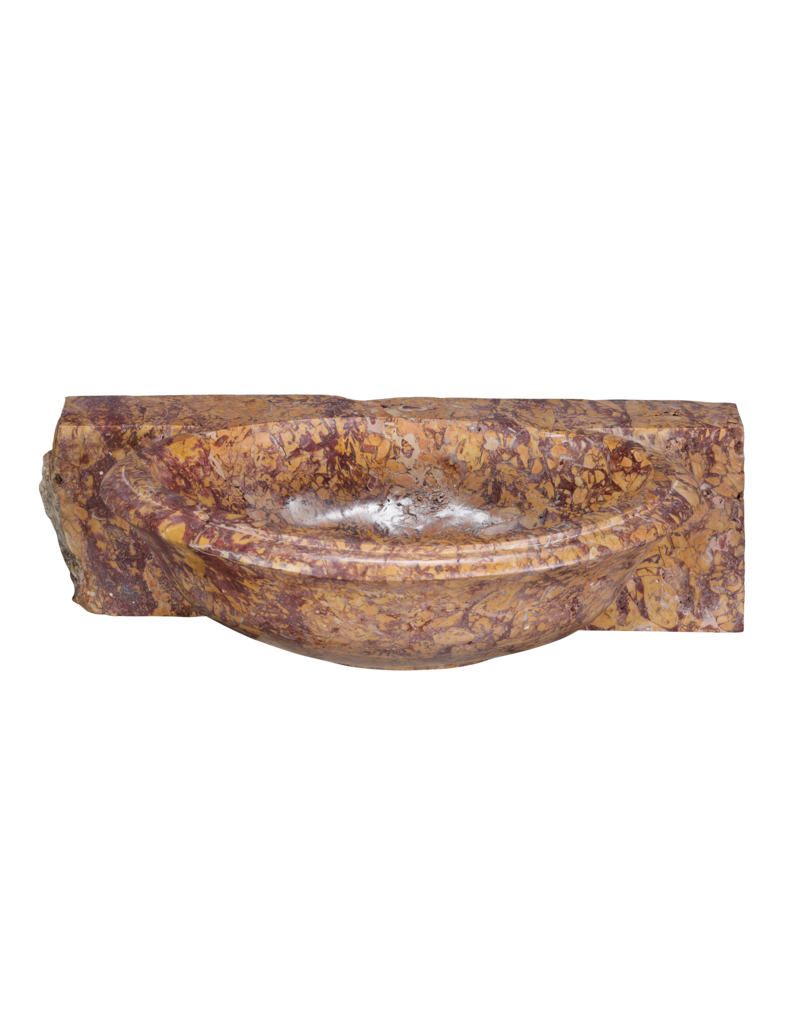 Lavabo en Ancien Marbre Brocatelle d’Espagne – Lave-mains Mural de Luxe pour Toilettes Invités