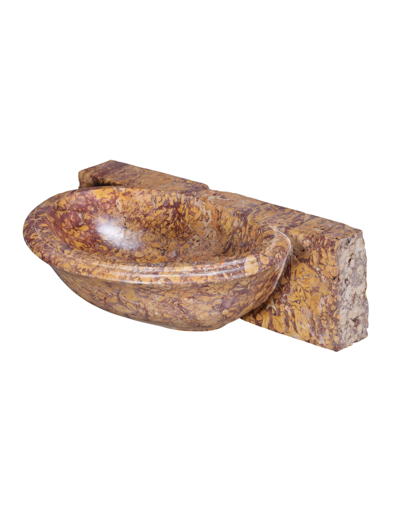 Lavabo en Ancien Marbre Brocatelle d’Espagne – Lave-mains Mural de Luxe pour Toilettes Invités