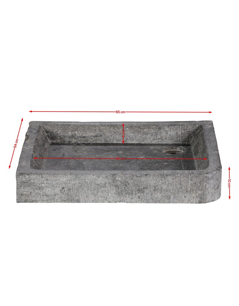 Maison Leon Van den Bogaert Auténtico Lavabo Antiguo en Piedra Azul Belga – Fregadero Rústico Tallado a Mano en Piedra Natural