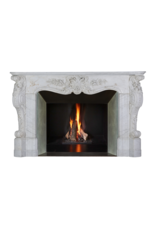 Maison Leon Van den Bogaert Exceptional 19th Century Victorian Regency Antique Fireplace Mantel in White Carrara Marble – Hand Carved Sculptural Chimneypiece