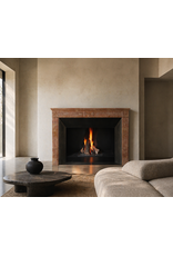 Maison Leon Van den Bogaert 19th Century French Louis XVI Antique Fireplace Mantel in Bourgogne Rose Hard-Stone – Hand-Carved Architectural Surround