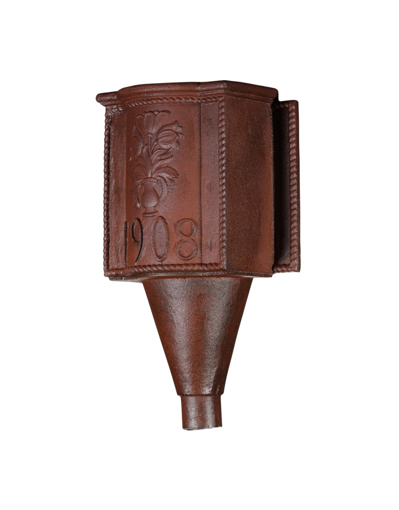 Maison Leon Van den Bogaert Exklusiver Regenwasser-Sammler aus Gusseisen – 1908 – reich verziertes Architekturelement mit floraler Vase