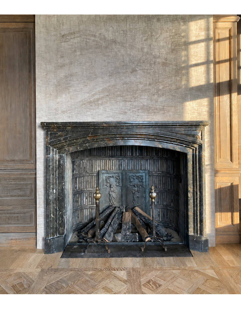 Maison Leon Van den Bogaert Henri II bleu FossilSteinkamin