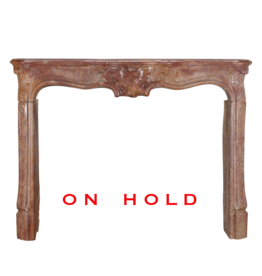 Maison Leon Van den Bogaert 18th Century Rococo Fireplace Surround In Reddish-Brown Stone or Porphyry-Like Marble-Stone