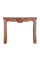 Maison Leon Van den Bogaert 18th-Century Rococo Ornamental Fireplace In Reddish-Brown Stone or Porphyry-Like Marble Stone