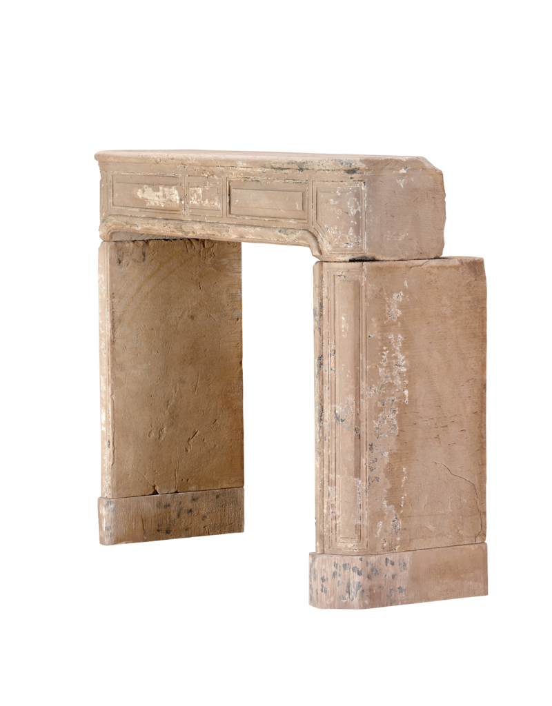 Original 17th Century French Louis XIV Limestone Fireplace Surround with Authentic Rustic Patina Remains