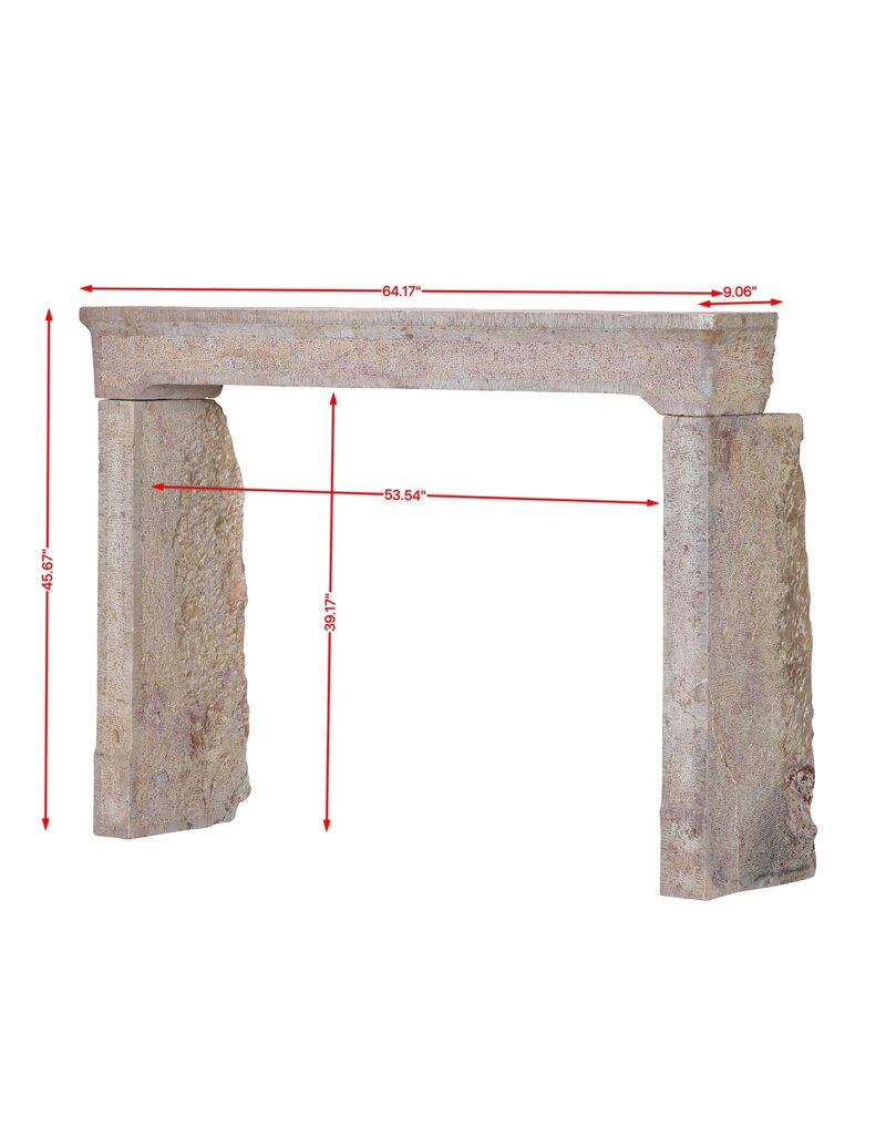 Maison Leon Van den Bogaert Original 17th Century French Louis XIII Hard Limestone Fireplace Surround for a Large Firebox