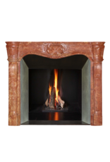 Original 18th Century French Régence Fireplace Surround in Warm Red Marble Stone for Small Interiors and Bespoke Living Spaces
