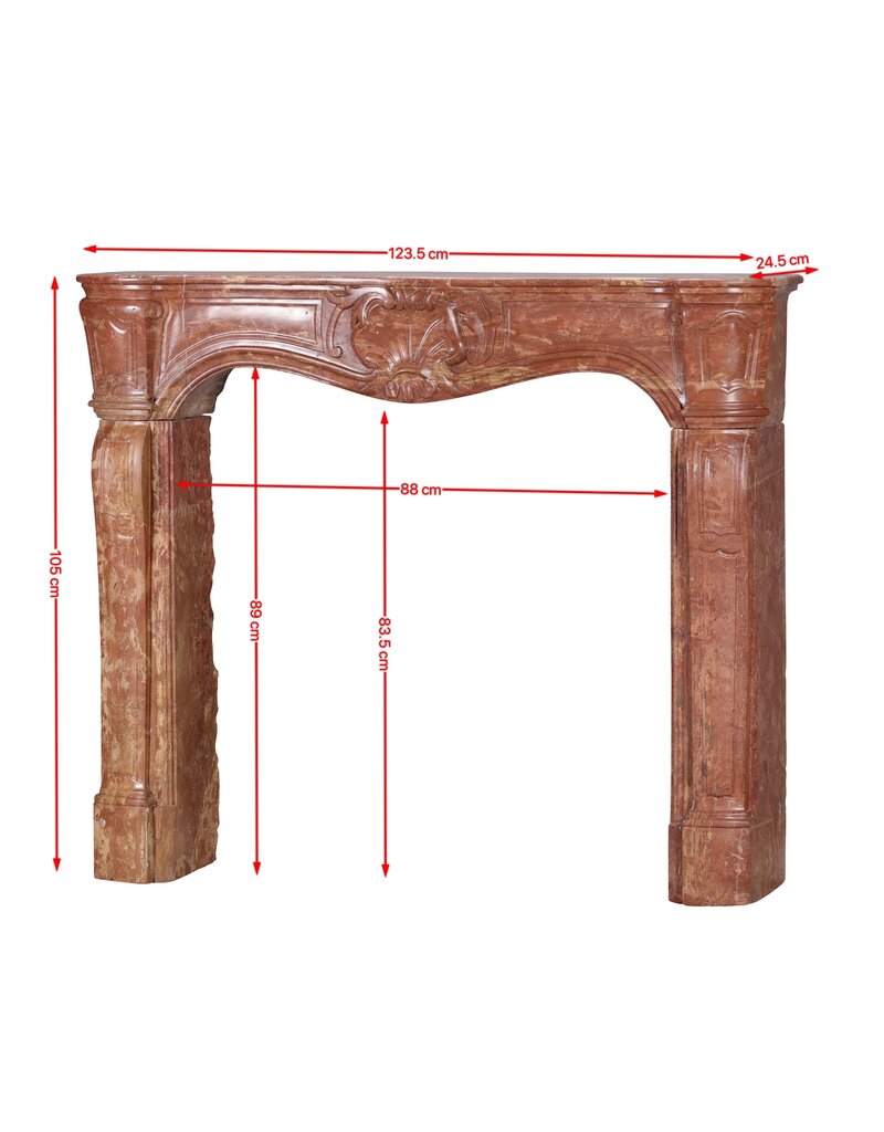 Cheminée Régence en Pierre Marbrière Rouge Chaud pour Chambres et Espaces Sur Mesure