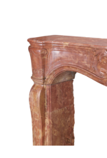 Original 18th Century French Régence Fireplace Surround in Warm Red Marble Stone for Small Interiors and Bespoke Living Spaces
