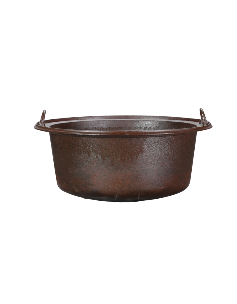 Antique Steel Pot – Rustic Fireplace Wood Holder or Industrial Statement Lighting Object
