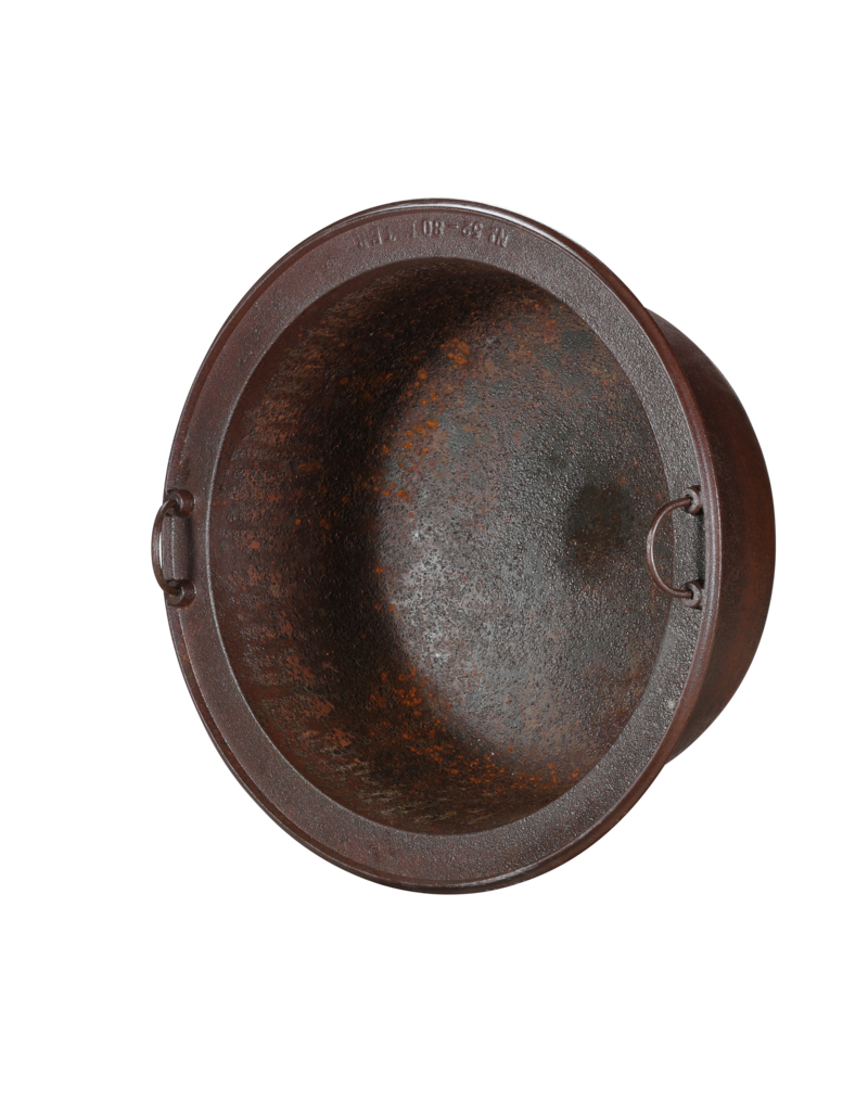Olla Antigua de Acero – Leñero Rústico para Chimenea u Objeto Decorativo Industrial con Luz
