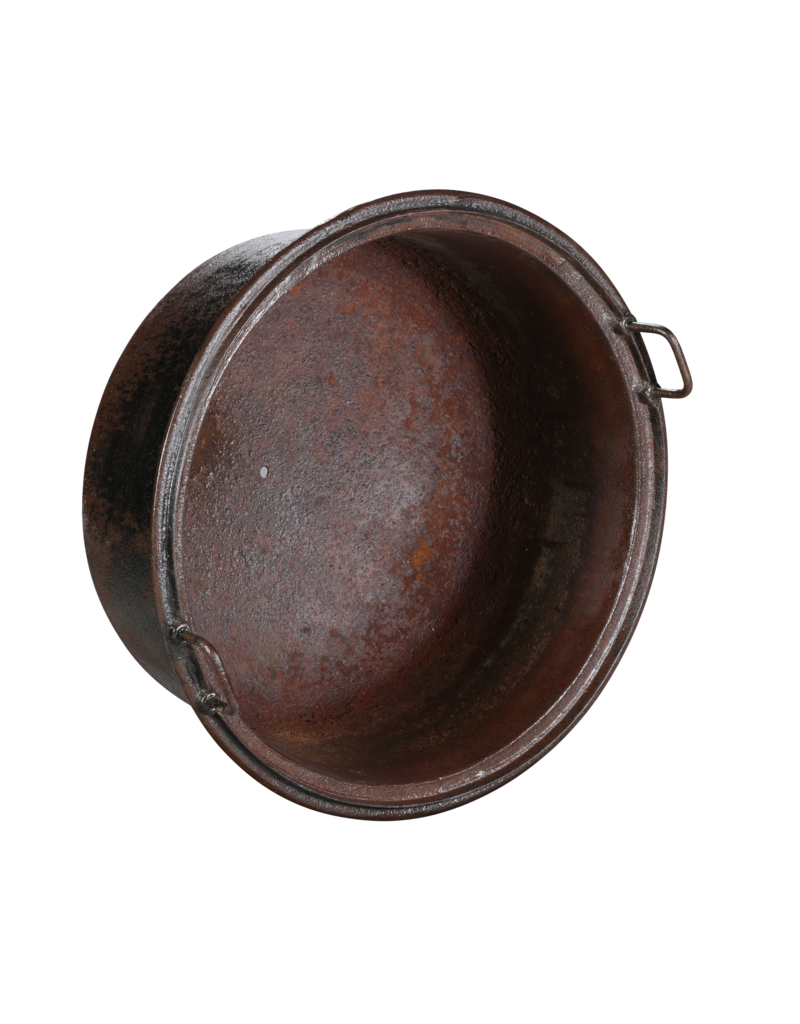 Antique Steel Pot – Rustic Fireplace Wood Holder or Industrial Statement Lighting Object