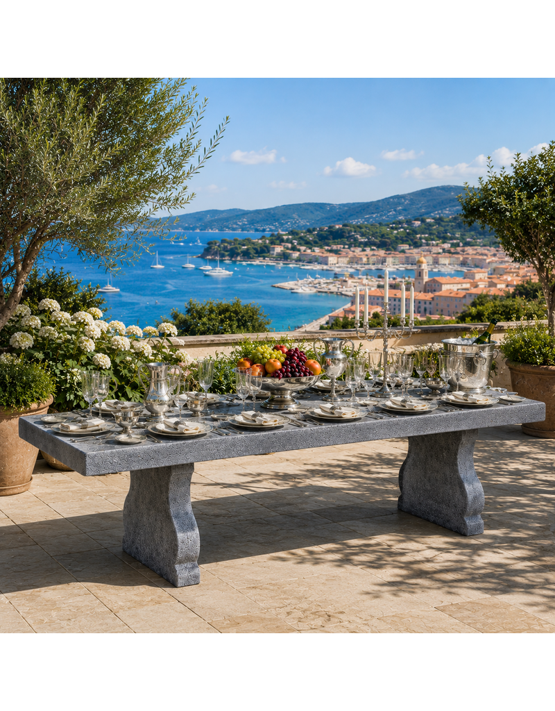 Maison Leon Van den Bogaert Exceptional Belgian Blue Hard Stone Table in Louis XIV Style – Monumental Indoor and Outdoor Architectural Table