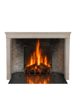 Maison Leon Van den Bogaert 17th Century Rustic French Hard Limestone Fireplace Mantel with Hand-Carved Hammered and Chamfered Details