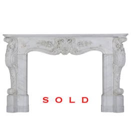 19th Century Carrara Marble Victorian Rococo Fireplace Mantel