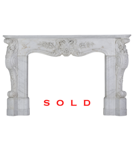 Antiker Carrara Marmor Kamin 19. Jahrhundert Viktorianisch Rococo