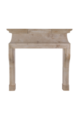 Massangis Jaune French Limestone Fireplace Mantel, Late 20th Century Architectural Surround for Large Open Firebox