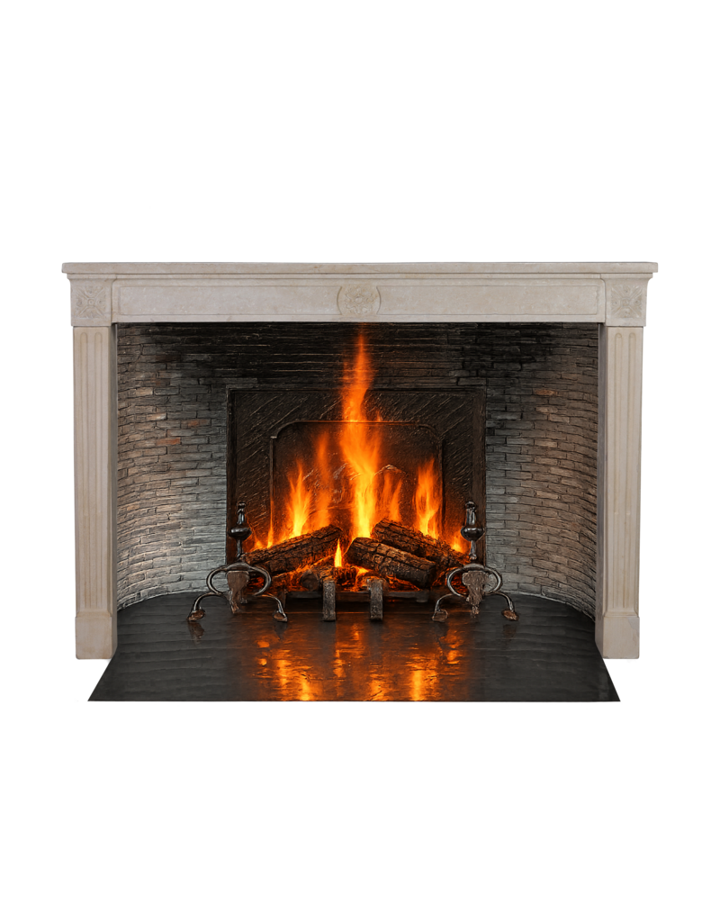 18th Century French Louis XVI Period Limestone Fireplace Mantel – Wide 160 cm Antique Stone Fireplace Surround