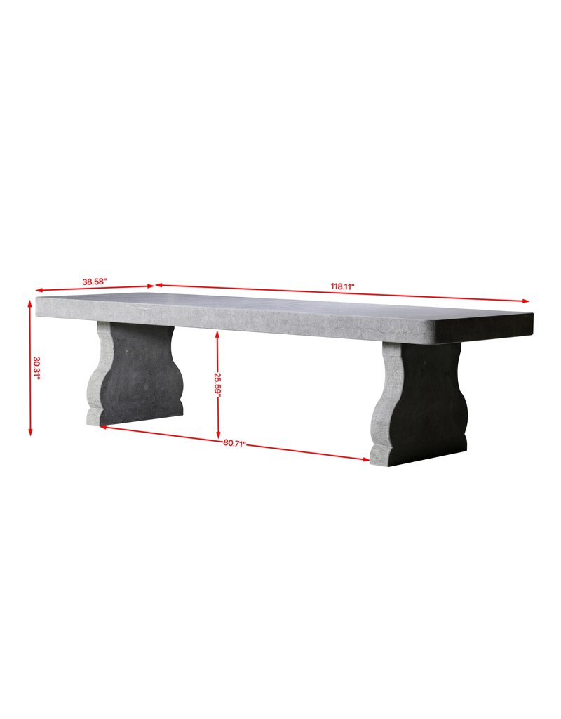 Maison Leon Van den Bogaert Exceptional Belgian Blue Hard Stone Table in Louis XIV Style – Monumental Indoor and Outdoor Architectural Table