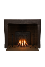 Exquisite French LXIV Transition Régence Fireplace Mantel in Dark Aubergine Lava Stone – 18th Century Antique Architectural Surround, 146 cm Width