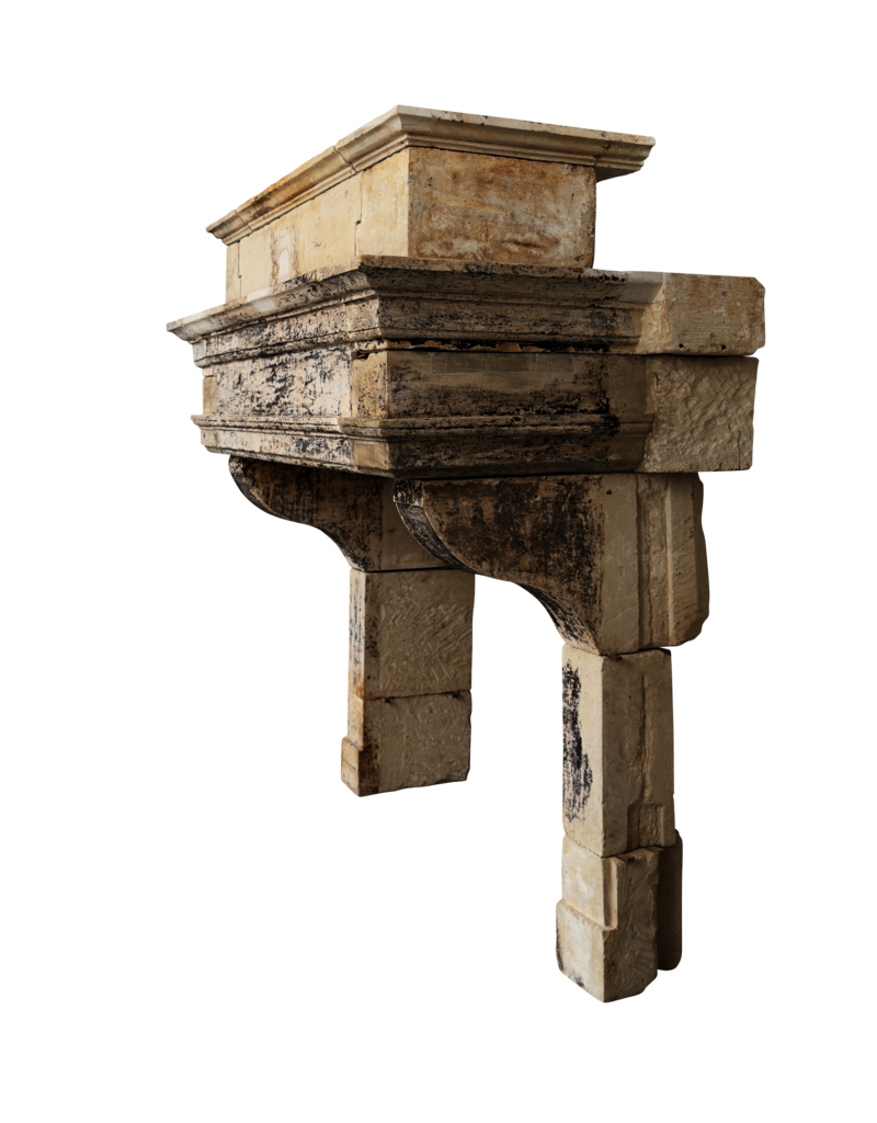 Maison Leon Van den Bogaert Monumental Chimenea Francesa Original Luis XIII De Piedra Caliza Con Sobremantel – Auténtica Chimenea De Castillo Francés