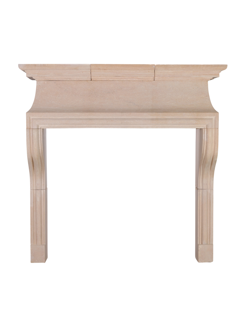 Late 20th Century French Louis XIII Style Fireplace Mantel in Authentic Buxy Stone – Elegant Castle Inspired Limestone Fireplace Surround