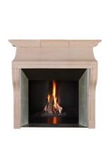 Late 20th Century French Louis XIII Style Fireplace Mantel in Authentic Buxy Stone – Elegant Castle Inspired Limestone Fireplace Surround