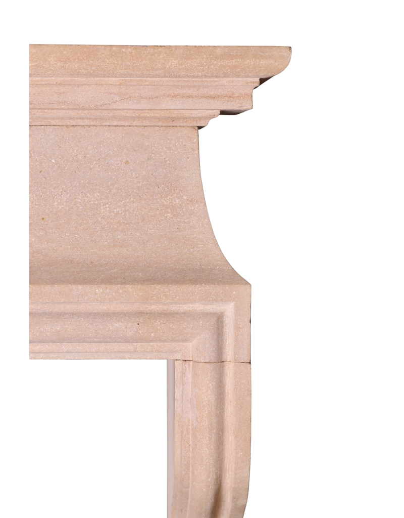 Late 20th Century French Louis XIII Style Fireplace Mantel in Authentic Buxy Stone – Elegant Castle Inspired Limestone Fireplace Surround