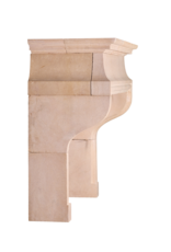 Late 20th Century French Louis XIII Style Fireplace Mantel in Authentic Buxy Stone – Elegant Castle Inspired Limestone Fireplace Surround