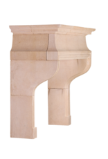 Late 20th Century French Louis XIII Style Fireplace Mantel in Authentic Buxy Stone – Elegant Castle Inspired Limestone Fireplace Surround