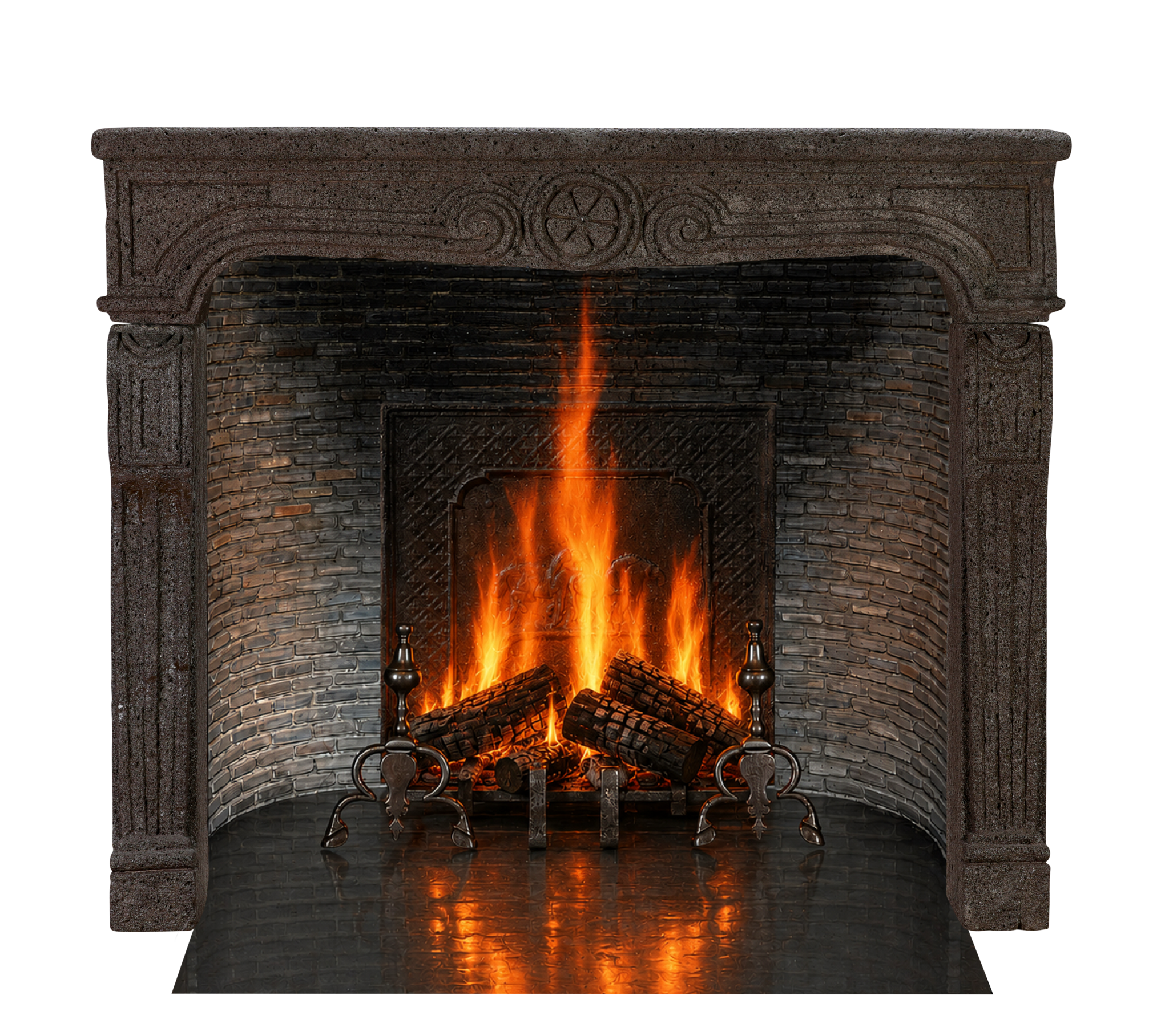 アンティーク スカル ホーン フレーム 英国 Dark Aubergine Lava Stone Fireplace Mantel | 18th Century - The