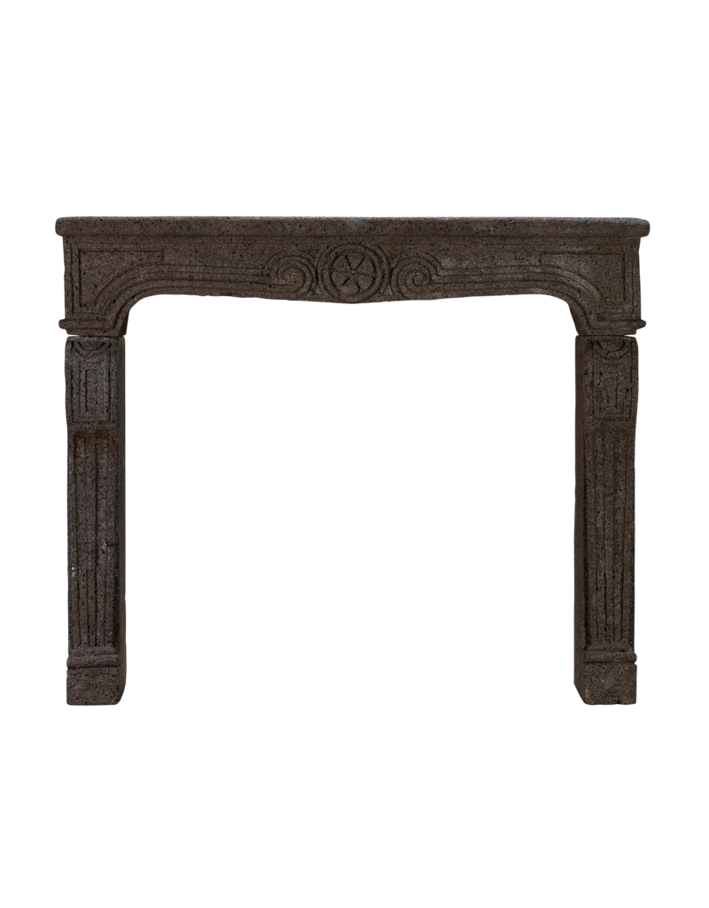 18th Century French Louis XIV Fireplace Mantel in Dark Aubergine Lava Stone – 135.5 cm Wide