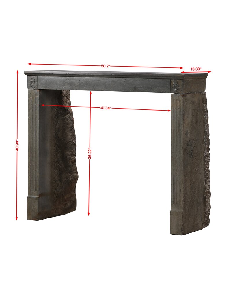 Maison Leon Van den Bogaert Chimenea neoclásica del siglo XIX en piedra natural gris – 127,5 cm de ancho